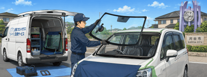 刈谷市内での出張フロントガラス交換